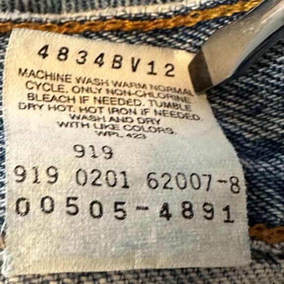 Levis 505 Straight Leg 36x32 Blue Jeans Mild Distress Denim 90s VINTAGE - Picture 4 of 13